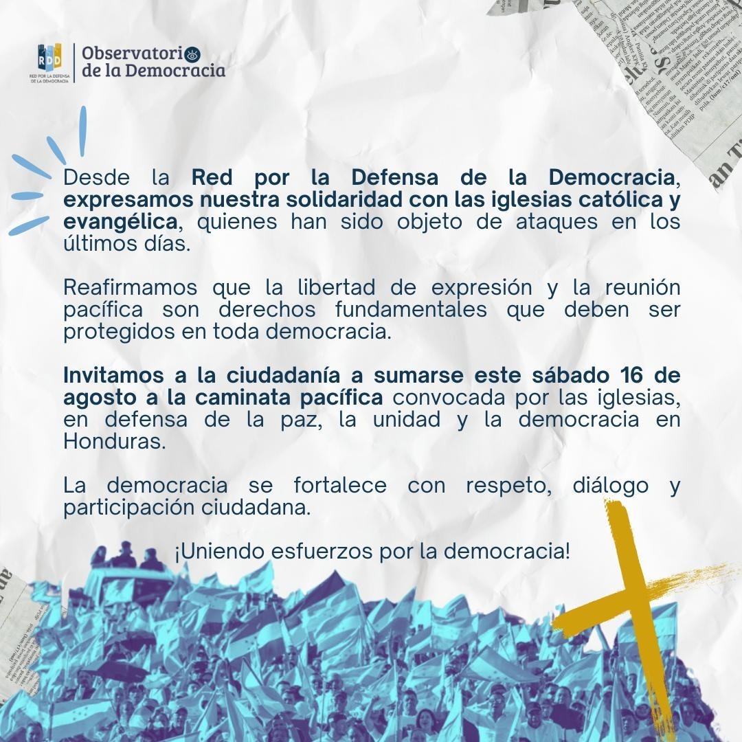 Reafirmamos el compromiso por la defensa de nuestros valores democrático y el Estado de Derecho en el que se respetan los derechos de todas y todos <a href="/RDD_HN/">RDD</a>