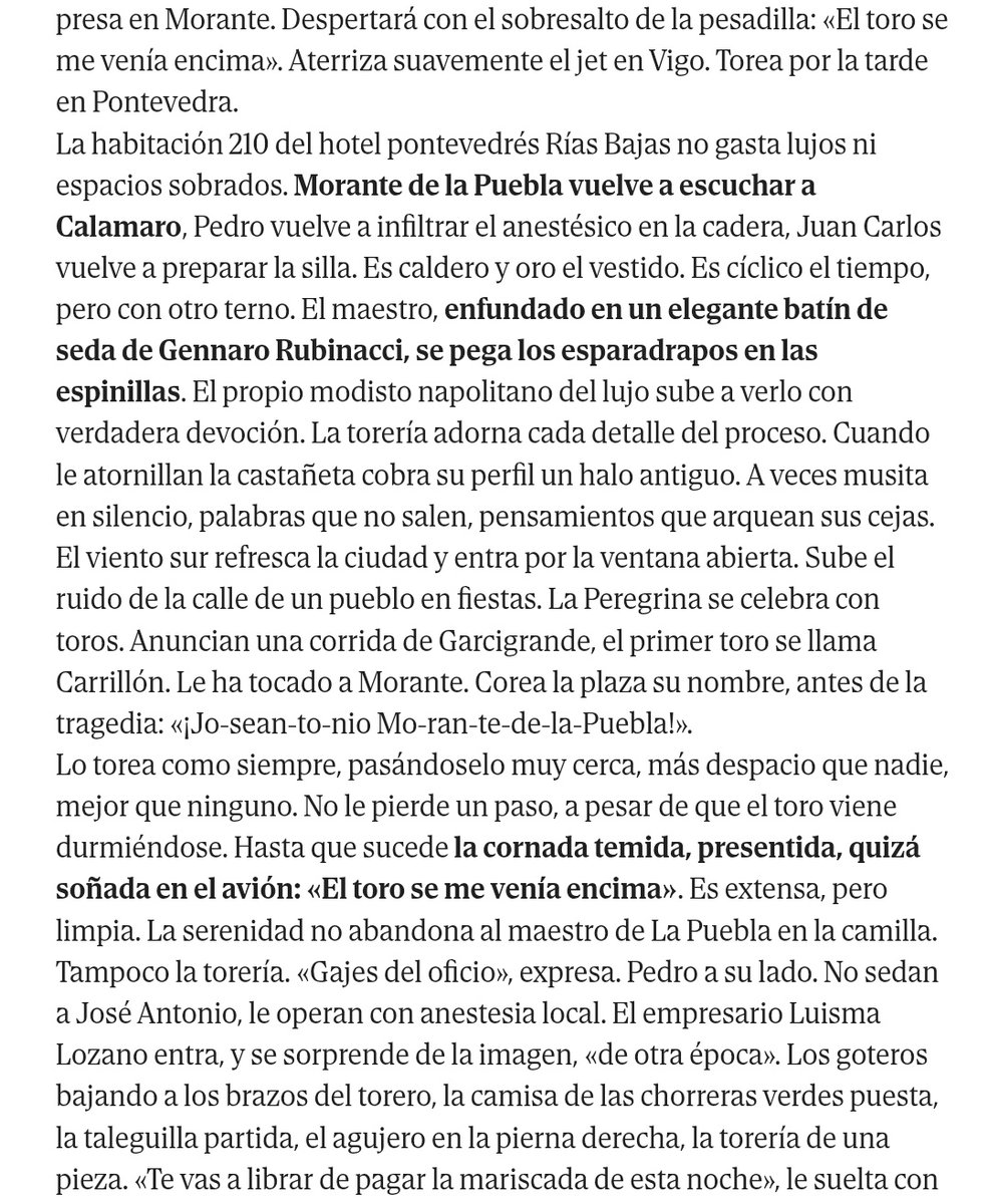 yocalvomagno's tweet photo. Se le critica a menudo por aquí, y seguro que con razón, pero lo de Morante por Zabala es de obligatoria lectura hoy. https://t.co/5QVwws6E8M