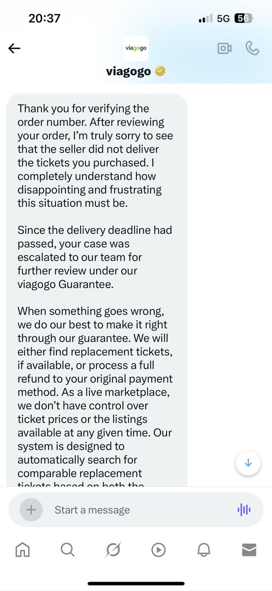 EscudierBrian's tweet photo. @viagogo So basically as expected @viagogo accept no responsibility. There is no guarantee that you will get your tickets. And no fucks given when you don’t https://t.co/tFzctbaYM1