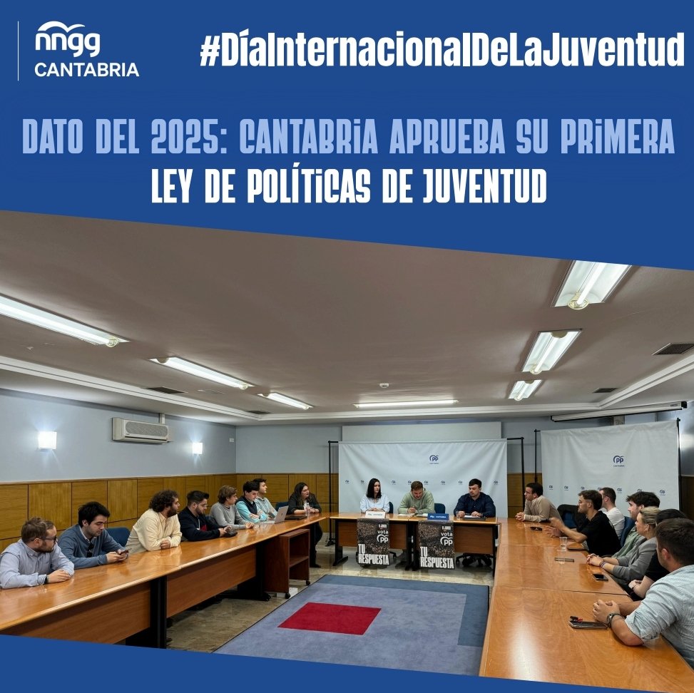 🔹Los datos importan. Hoy, #DíaInternacionalDeLaJuventud reivindicamos la figura del joven como centro de las políticas públicas. 

El gobierno de <a href="/mjburuaga/">M.J Sáenz de Buruaga</a> apuesta por ello, y en 2 años de gobierno, la vida de un joven de #Cantabria ha mejorado con la primera Ley de Juventud.