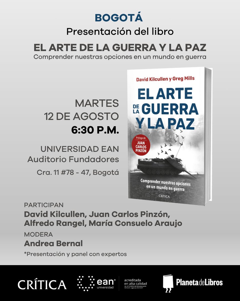 Planeta de Libros Colombia 🇨🇴 (@planetalibrosco) on Twitter photo ¡HOY en la <a href="/UniversidadEan/">Universidad Ean</a>!
📆Martes 12 de agosto - 6:30P.M.
📍Universidad EAN en Bogotá - Auditorio Fundadores
*Entrada libre hasta completar aforo
#CreemosEnLosLibros ¡HOY en la <a href="/UniversidadEan/">Universidad Ean</a>!
📆Martes 12 de agosto - 6:30P.M.
📍Universidad EAN en Bogotá - Auditorio Fundadores
*Entrada libre hasta completar aforo
#CreemosEnLosLibros