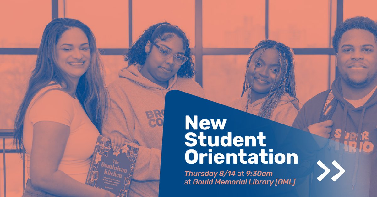 BCCcuny's tweet image. 🎓 New students, don't miss BCC's New Student Orientation this Thursday, August 14, at 9:30 AM at the stunning Gould Memorial Library! BCC President Dr. Larry D. Johnson, Jr. will welcome you with a special address to start your college journey.

#bcccuny #bccpride @CUNY
