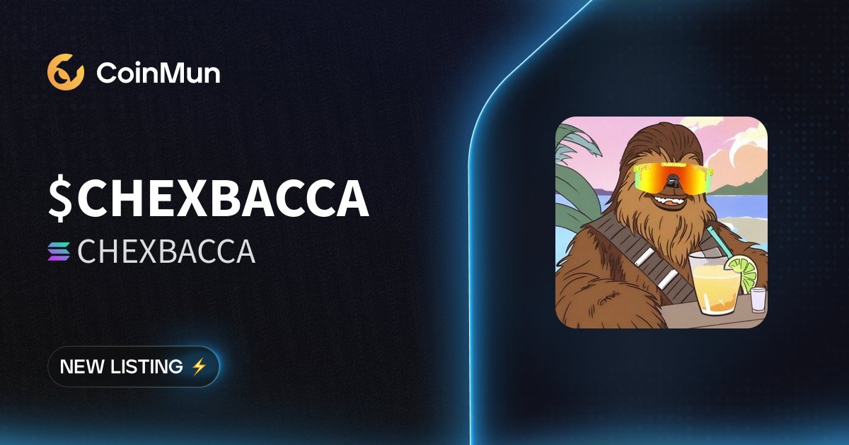coinmun's tweet photo. ⚡️ New Listing @chexbaccatoken ⚡️ 

#CHEXBACCA CHEXBACCA is now listed on CoinMun.

Market Cap: $417,645

 🚀 Discover here: https://t.co/p35qgMmLhz
   
#NewListing #CoinMun #Solana #Crypto https://t.co/6TkfycIgIA
