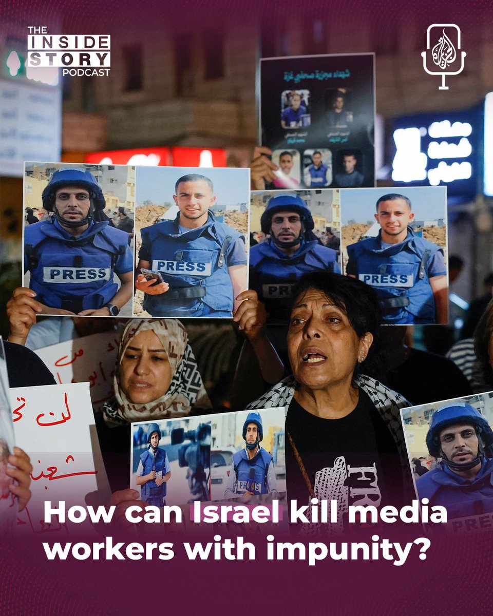 Al Jazeera English Podcasts (@ajepodcasts) on Twitter photo There has been international condemnation at Israel's murder of four Al Jazeera journalists in Gaza.
But these and other killings before have gone unpunished.
š§ #InsideStory spoke with <a href="/DomPradalie/">Dominique PradaliĆ©</a> and <a href="/omarrahman/">Omar H. Rahman</a>: aj.audio/InsideStory There has been international condemnation at Israel's murder of four Al Jazeera journalists in Gaza.
But these and other killings before have gone unpunished.
š§ #InsideStory spoke with <a href="/DomPradalie/">Dominique PradaliĆ©</a> and <a href="/omarrahman/">Omar H. Rahman</a>: aj.audio/InsideStory