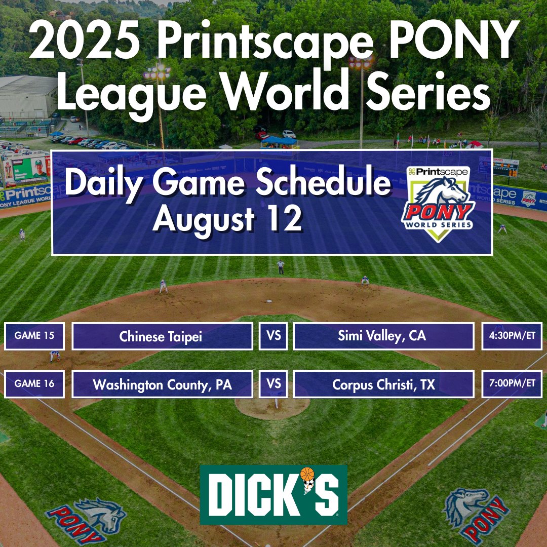 The stage is set for tonight’s games as Corpus Christi, TX, and Chinese Taipei advance in the 2025 Printscape PONY League World Series — the race to the title heats up!