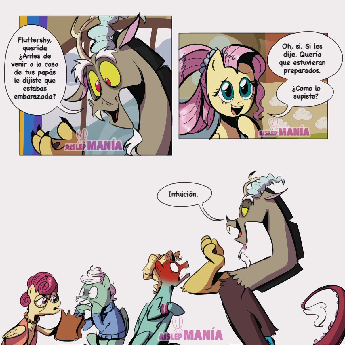 Aislep_'s tweet image. Crisis de pánico. 🗣️‼️‼️‼️

#mlp #mylittlepony #fluttercord #fluttershy #discord