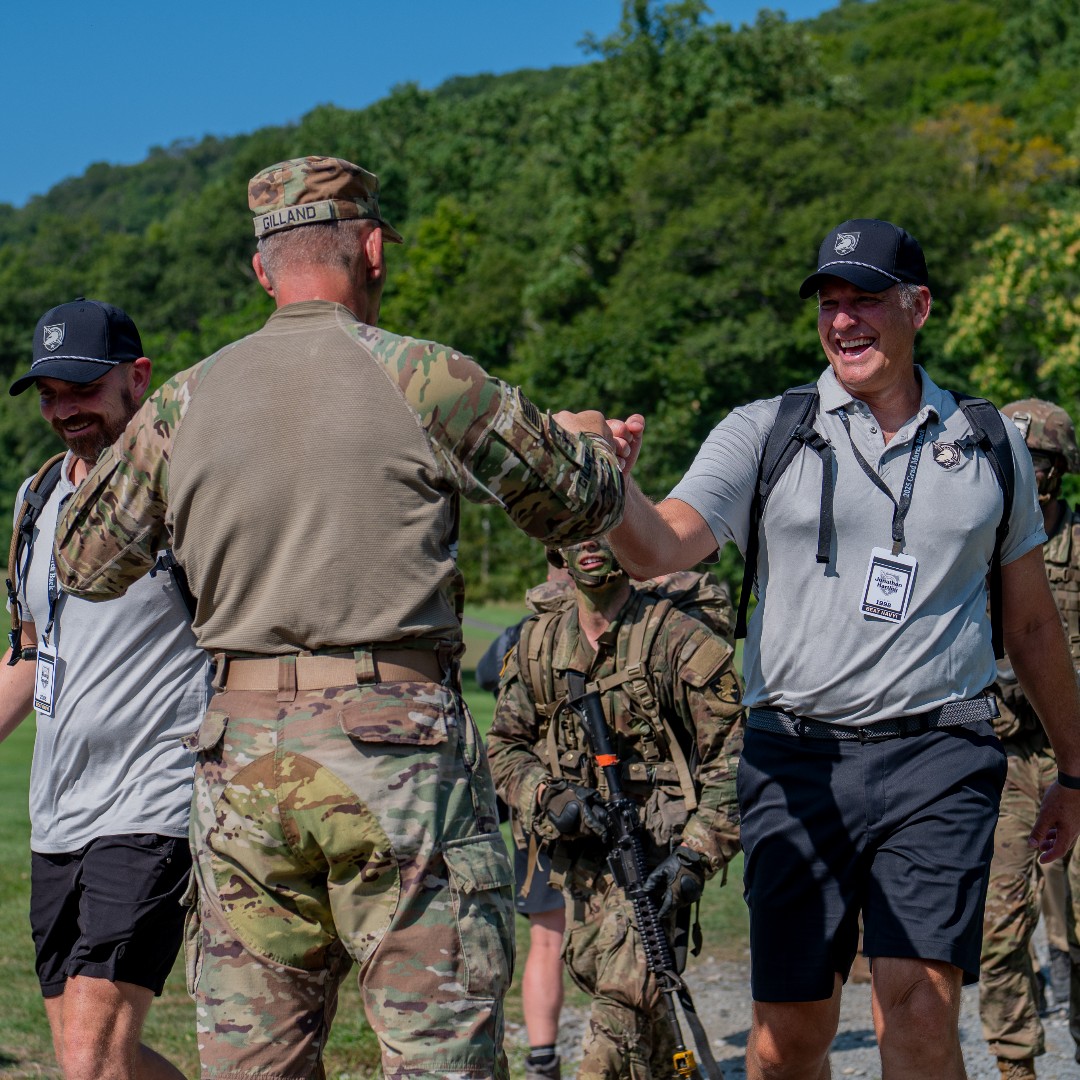 WPAOG's tweet photo. #TopOfTheLine Class of '79 helped celebrate the completion of Cadet Basic Training for #HoldTheLine Class of 2029! Class of '79 & many #OldGrads from various year groups marched alongside new cadets during the iconic March Back from Lake Frederick. More: https://t.co/gaRL8nheow https://t.co/I6lF1nMwPn