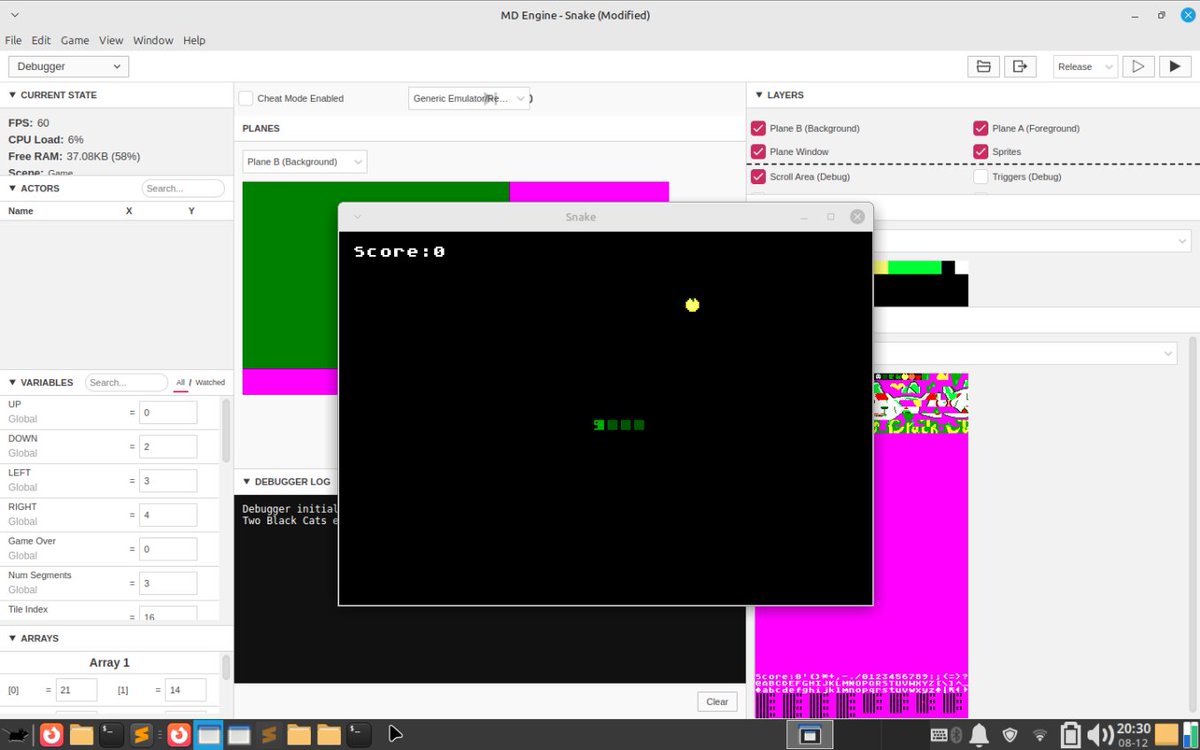 twoblackcatsx's tweet image. It took some time, but we finally managed to get MD Engine working on Linux!

(✯◡✯)

#sgdk #megadrive #mdengine