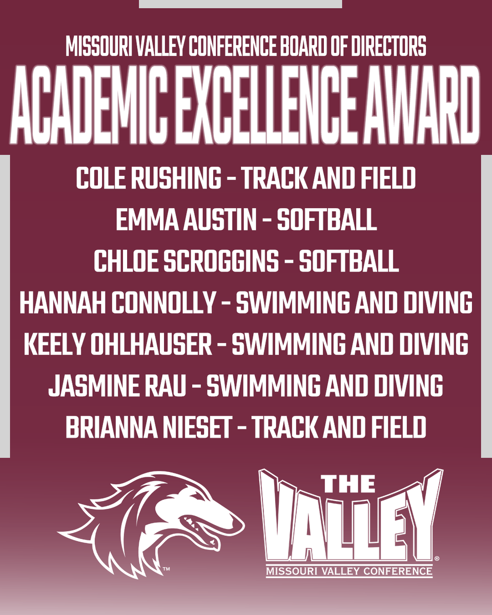 Congratulations to these seven student-athletes who are recipients of the MVC Board of Directors Academic Excellence Award! 👏