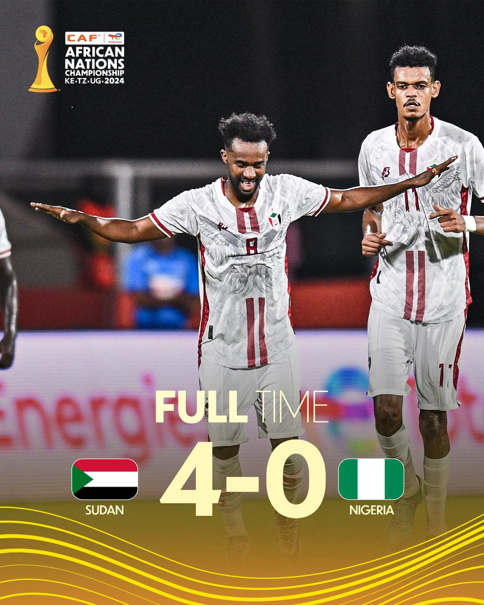 🟩#نهاية_المباراة | #منتخب_السودان 🇸🇩 يحقق فوزا عريضا على نظيره منتخب 🇳🇬 نيجيريا 4⃣ - 0⃣
🟩#نهاية_المباراة | #منتخب_السودان