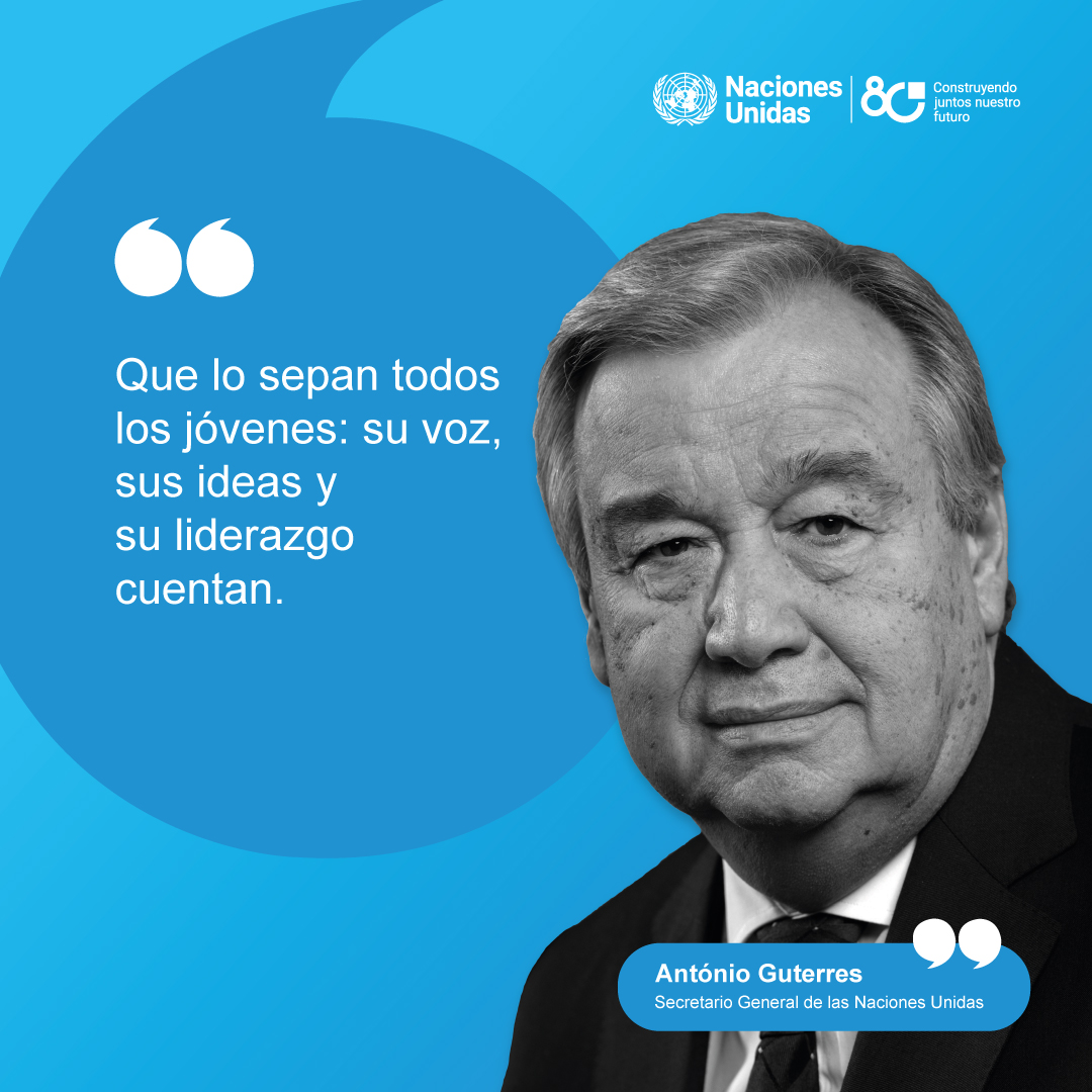 “Los jóvenes son innovadores audaces, organizadores imbatibles y aliados esenciales en la consecución de los Objetivos de Desarrollo Sostenible”, António Guterres, Secretario General de la ONU, en el Día Internacional de la Juventud.

Conoce más aquí 👉 peru.un.org/es/299221-mens…