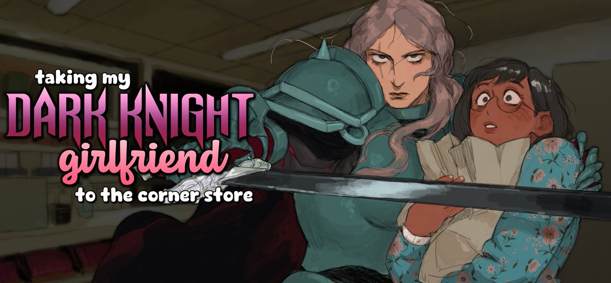 breathlessVN's tweet photo. Taking My Dark Knight Girlfriend to the Corner Store will release on September 5th, 2025! #visualnovel #yuri #amare https://t.co/DoJAg7WtsS