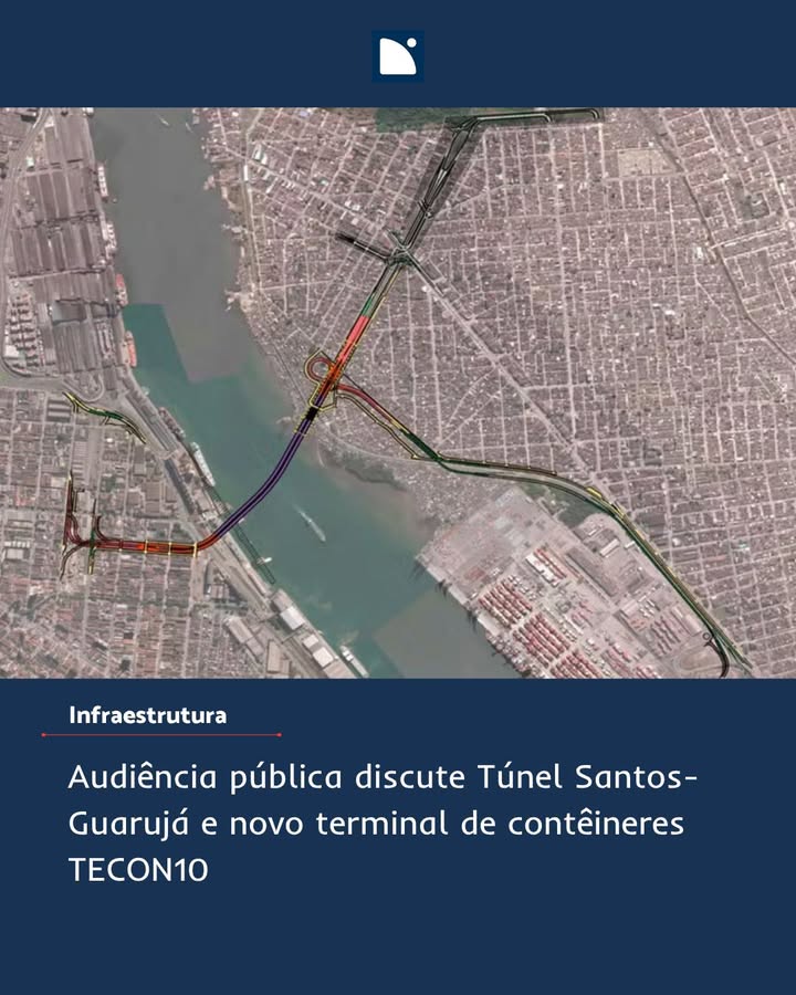 TeamDatapolicy's tweet photo. Ocorre audiência pública das Obras do Túnel Santos-Guarujá e do novo terminal de contêineres Projeto #TECON10 no Porto de Santos, na última quinta-feira (07/08).Leia a matéria completa em https://t.co/nzxoRa5u36 
#infraestrutura #notícia #tunelsantosguaruja #obraspúblicas #leilão https://t.co/FDVxAHtKM9