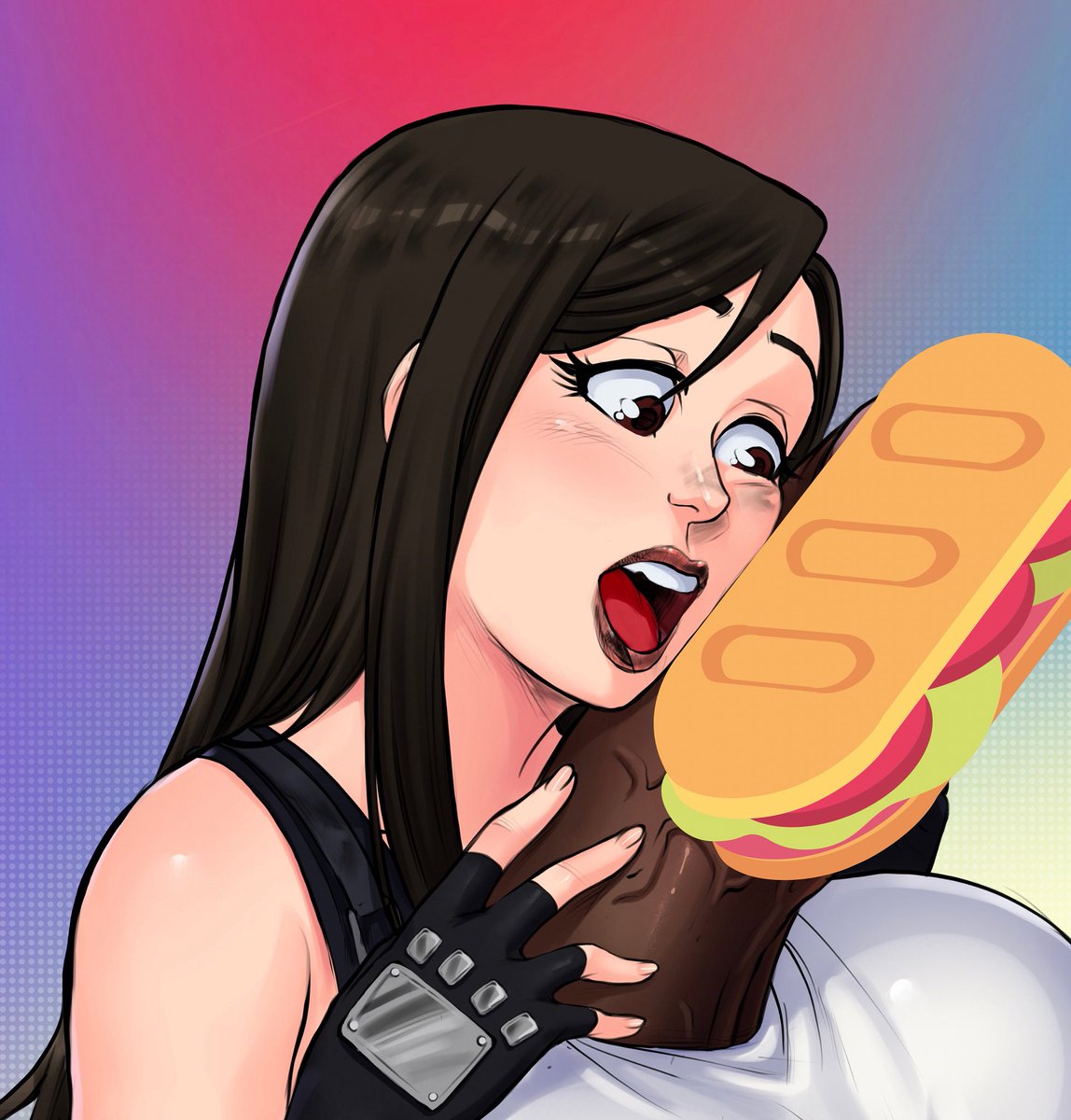 Guess she wasn’t ready for a footlong surprise. 🌭😏”

Hashtags:
#TifaLockhart #FinalFantasyVII #NSFWArt #LewdArt #SpicyArt #EcchiArt #AnimeArt #Fanart #WaifuArt #ArtNSFW #AnimeWaifu #DigitalArt #GamerWaifu #HentaiArt #AnimeGirl #ArtistOnTwitter