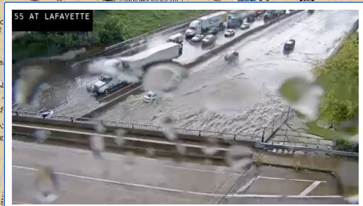 2:52 P-M: Interstate 55 near Lafayette now has lane blockage due to flash flooding.