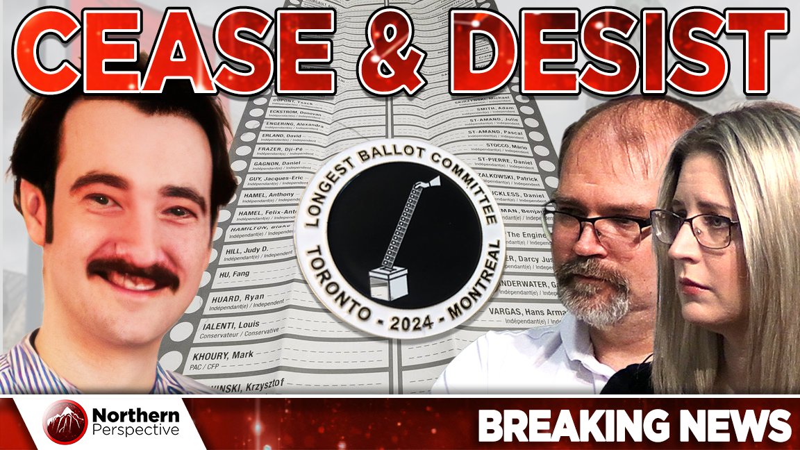 NorthrnPrspectv's tweet photo. 🚨 CEASE &amp; DESIST 🚨

After weeks of silence from the Longest Ballot Committee, we finally got a reply to our invitation to appear on the show — but instead of agreeing to talk, they demanded we delete every video, apologize, and stop covering them entirely. https://t.co/gpaPe1K1iU