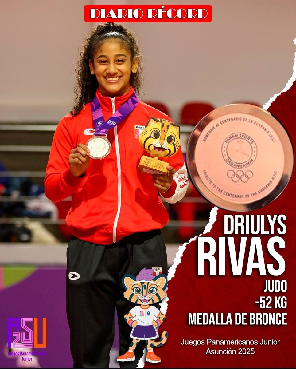 DiarioRecordpe's tweet image. [#ASU25] Driulys Rivas consiguió la primera medalla peruana en los Juegos Panamericanos Junior. Fue bronce en la categoría de -52 kg en #judo tras caer en semis.

El podio:
🥇 Rafaela Rodríguez 🇧🇷
🥈 Aylin Ávila 🇲🇽
🥉 Driulys Rivas 🇵🇪
🥉 Leomaris Ruiz 🇻🇪

Foto: COP Team Perú