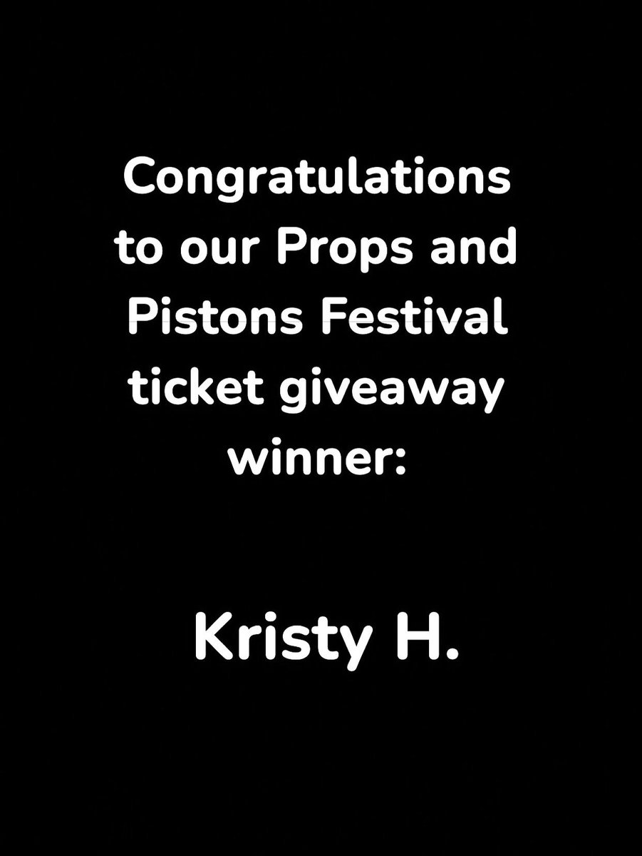 Thank you to everyone who participated and congratulations to our Props and Pistons Festival ticket giveaway winner, Kristy H. Be sure to stay tuned for future giveaways!
