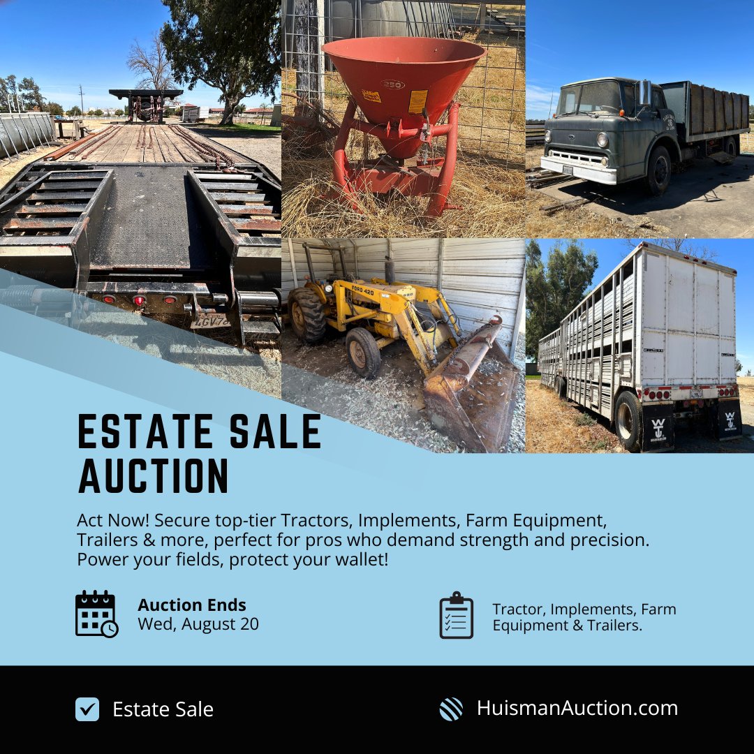 huismanauction's tweet image. ✨Calling all farmers and equipment lovers! Tractor, Implements, Farm Equipment &amp;amp; Trailers are up for grabs at our Estate Sale Auction! ⭐

Visit HuismanAuctions.com now to place your bid! 🚜🌾🔧

#FarmEquipment #TractorLife #FarmingTools #AgricultureLife #FarmTrailers