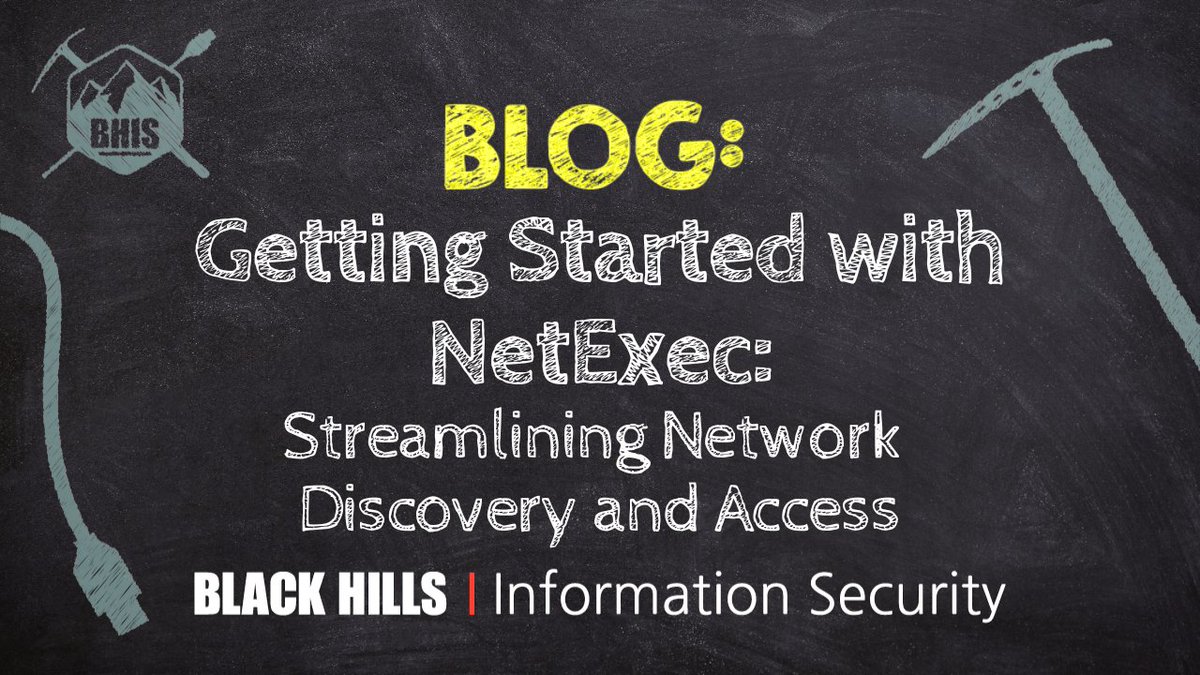 "NetExec is an open-source tool designed to conduct network reconnaissance, lateral movement, and security assessments [...]"
Read more: blackhillsinfosec.com/getting-starte…

Getting Started with NetExec: Streamlining Network Discovery and Access
by: <a href="/HobbsDale/">Dale Hobbs</a>
Published: 7/9/2025