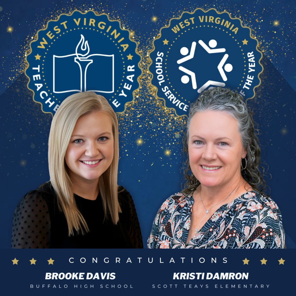 PutnamWVSchools's tweet photo. 🌟 We are beyond proud to share that Brooke Davis &amp; Kristi Damron have been named finalists for the 2026 WV Teacher of the Year &amp; WV School Service Personnel of the Year awards! Please join us in celebrating them on this well-deserved recognition! 🌟 #PutnamProud #WVTOY #WVSPOTY https://t.co/Hc5SqKH6c9
