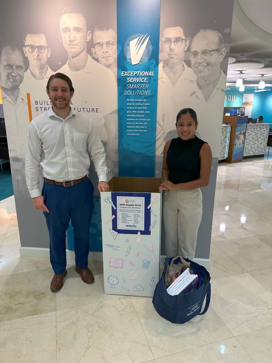 Thanks to our members and staff, Velocity Community Credit Union ended up donating nearly $1,000 in school supplies to Red Apple Supplies, supporting local teachers and students as they head into a new school year.
#VelocityCCU #BackToSchool #PalmBeachCounty