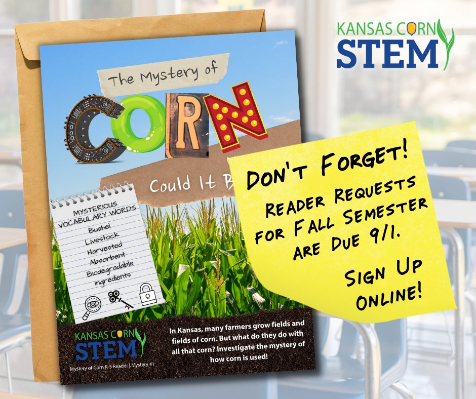 🚨 Teachers! Ready to make your STEM lessons pop this fall? 🌽
Request your FREE classroom set by Sept. 1 at ow.ly/Uvwu50WALhN
#kscorn #corn #STEM #science #education #teacherlife #classroomresources