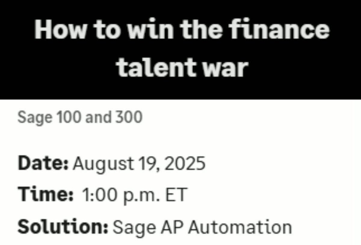 DSDinc's tweet image. Struggling to attract and keep top accounting talent?
With 83% of CFOs citing talent shortages as a major concern, it&apos;s time to explore smarter ways to build and retain a high-performing finance team.

Join ... sage.com/en-us/sage-cus…

#APAautomation #FinanceLeadership #SageERP