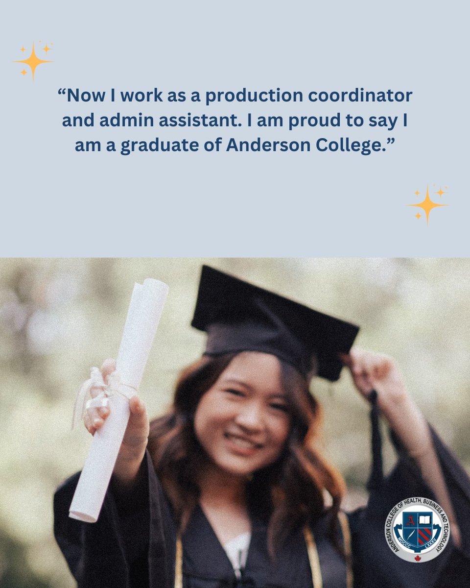 Anderson College (@anderson_cllge) on Twitter photo 🌟 Praise quit her job, pursued Business Admin, and now thrives as a Production Coordinator. What’s your success story? #Inspiration 👉 ow.ly/rinJ50WBmH2
<a href="/NACCCanada/">National Association of Career Colleges (NACC)</a>
<a href="/CareerCollegeON/">Career Colleges Ontario</a> 🌟 Praise quit her job, pursued Business Admin, and now thrives as a Production Coordinator. What’s your success story? #Inspiration 👉 ow.ly/rinJ50WBmH2
<a href="/NACCCanada/">National Association of Career Colleges (NACC)</a>
<a href="/CareerCollegeON/">Career Colleges Ontario</a>