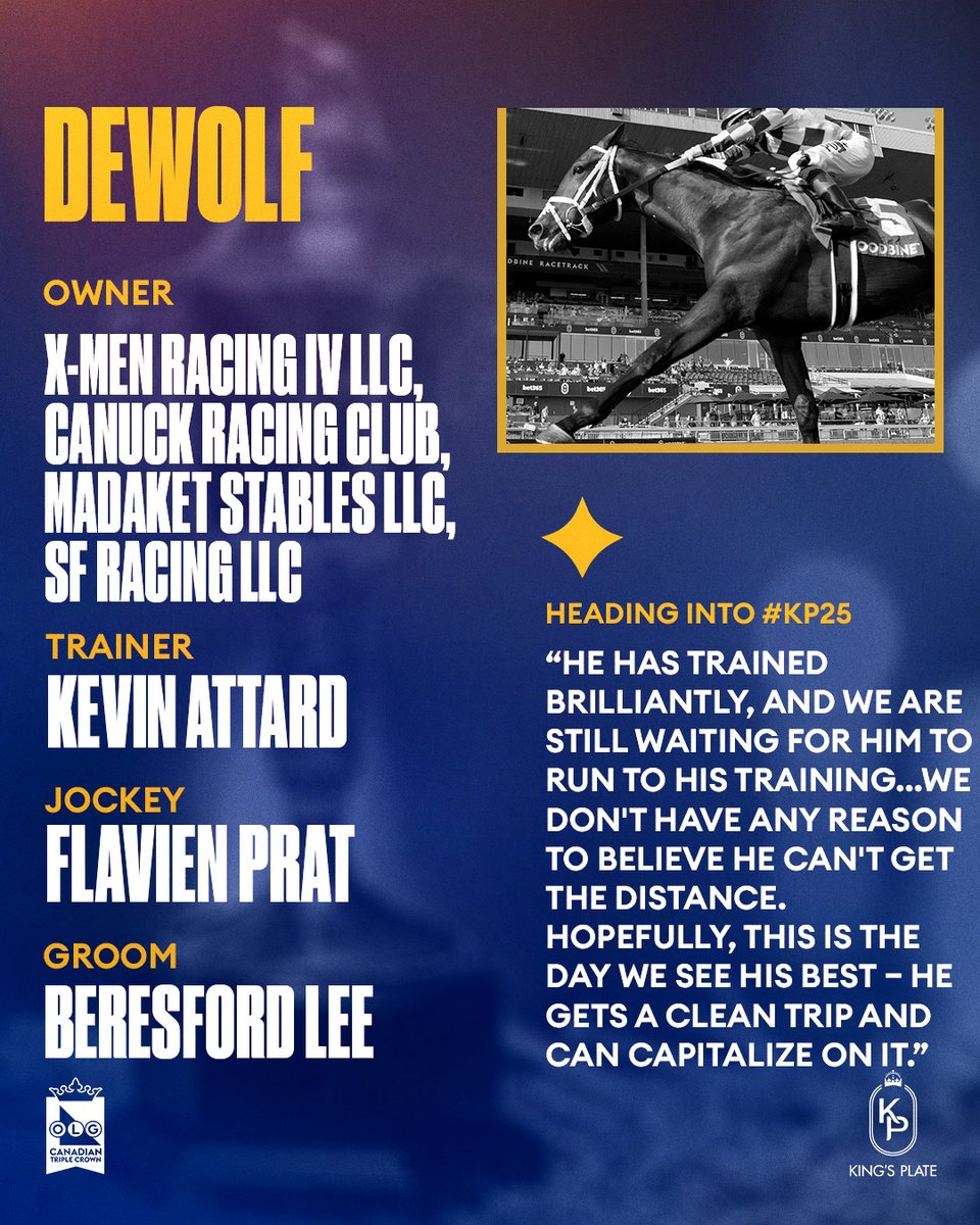 <a href="/UlwellingRacing/">Al & Bill Ulwelling 🐎🐎🇺🇸</a> <a href="/jcarrollracing/">Josie Carroll</a> <a href="/SofiaLVives/">Sofia Vives</a> <a href="/mnwild/">Minnesota Wild</a> <a href="/Brockfaber14/">Brock Faber</a> <a href="/kevin_attard/">Kevin Attard Racing</a> Dewolf looks to take his brilliant training into race day. #KP25