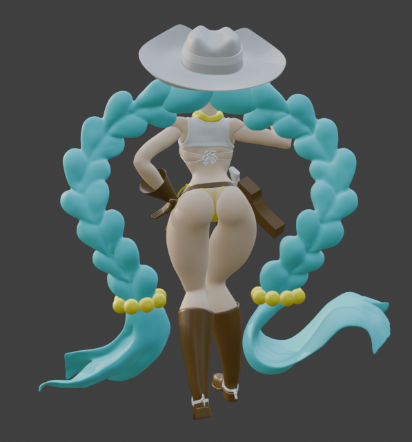 Closing in on finishing just gotta touch up the hands, hair, and holster. Then its figuring out how to cut it up into printable parts.