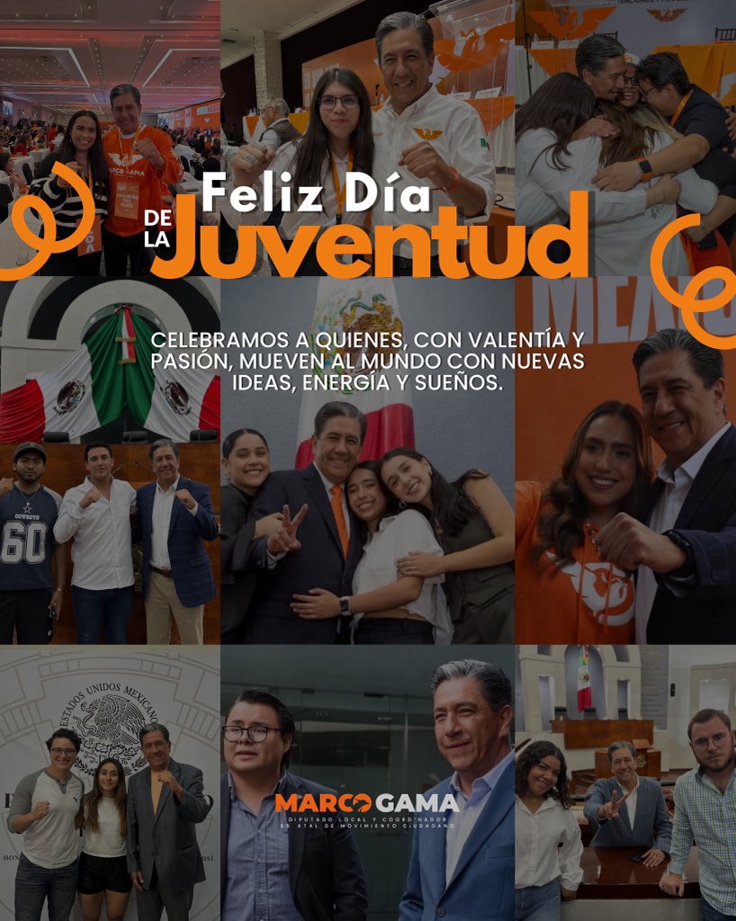 ¡Feliz Día de la Juventud! 
Hoy celebramos a las y los jóvenes que, con su valentía, pasión y compromiso, impulsan un mejor futuro para San Luis Potosí.
Su energía, ideas y sueños son el motor de los cambios que necesitamos. 🍊