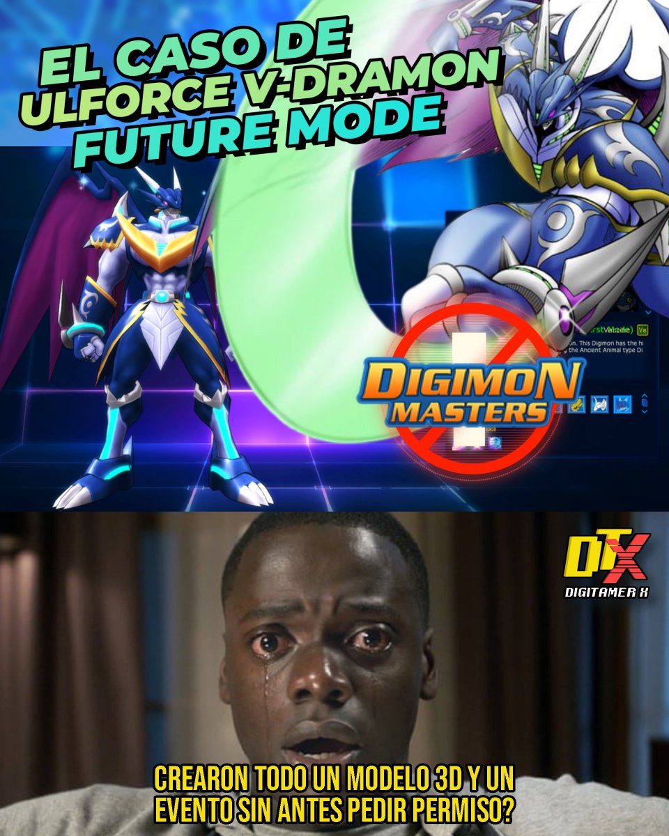 DigitamerX's tweet image. ❗ #DatosDigimon Random hasta que consiga novia #49

🚫 El día en que #UlforceVeedramon fue eliminado de #DigimonMasters por pasarse con los derechos de autor!! Y salio mal... ⬇️⬇️⬇️

#Digimon #UlforceVeedramonFutureMode #SabiasQue
