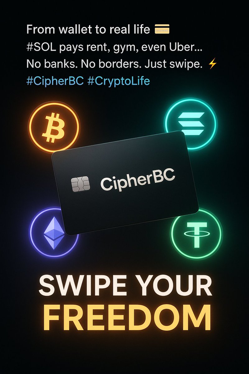 🚀 From wallet to real life 💳
#SOL pays rent, gym, even Uber…
No banks. No borders. Just swipe. ⚡

💡 Crypto isn’t just for HODLing — it’s for living.
#CipherBC #Web3 #CryptoLife