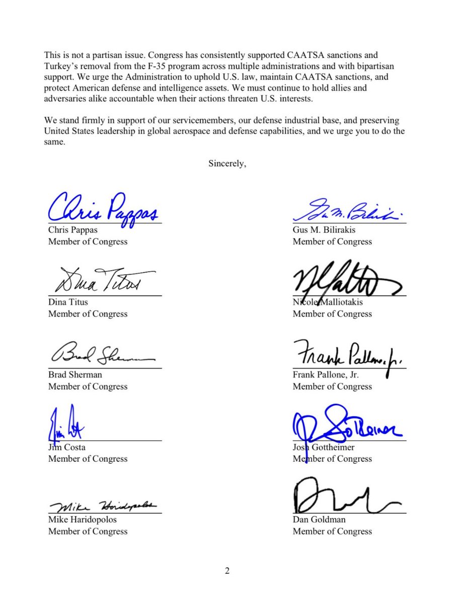 Rep Josh Gottheimer (@repjoshg) on Twitter photo Turkey has repeatedly supported our adversaries, including Russia and Hamas, and stood against U.S. interests. That’s why they were prevented from receiving advanced F-35 fighter jets in the first place.
I joined a bipartisan letter urging <a href="/SecRubio/">Secretary Marco Rubio</a> to reject Turkey’s complete Turkey has repeatedly supported our adversaries, including Russia and Hamas, and stood against U.S. interests. That’s why they were prevented from receiving advanced F-35 fighter jets in the first place.
I joined a bipartisan letter urging <a href="/SecRubio/">Secretary Marco Rubio</a> to reject Turkey’s complete