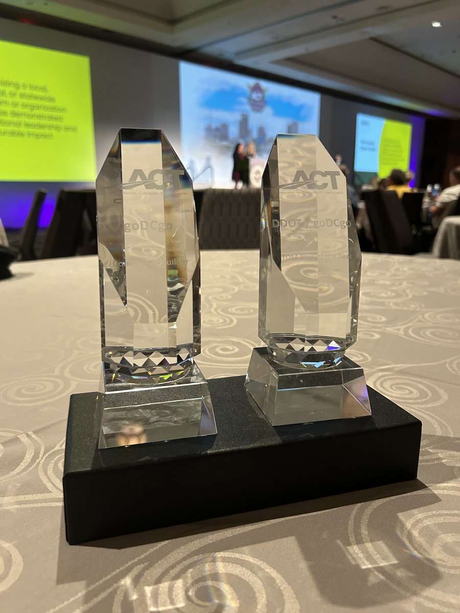 goDCgo's tweet image. goDCgo had a blast at the @ACTNational Conference last week! We were proud to speak on several panels and win 3 awards: TDM Plan of the Year (National), Community Builder Award (National), and the "Always There" Award (ACT Chesapeake) 🏆 Can't wait to see what next year brings!