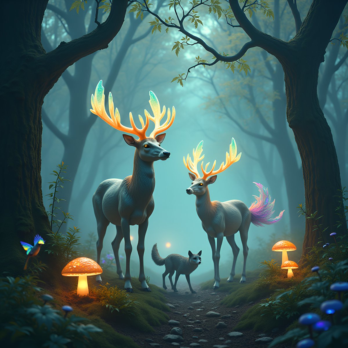 PromptSin's tweet image. Lost in the enchanted forest 🌲✨ Who&apos;s ready for a magical adventure? Tag your crew! #FairyTaleVibes #MagicalMoments