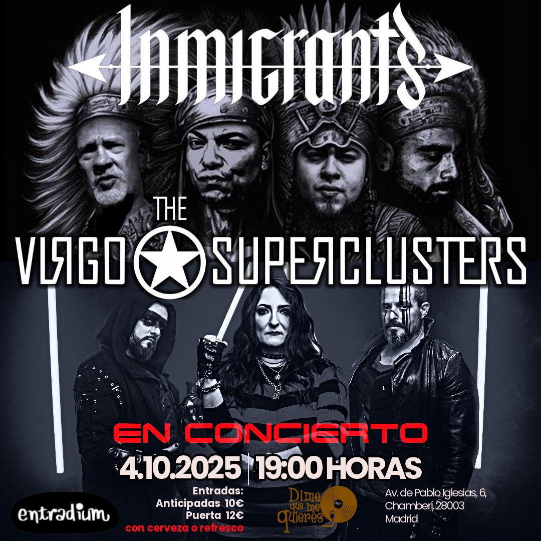 TVSuperclusters's tweet image. @thevirgosuperclusters ya tenemos confirmado 4 de Octubre en @dimequemequieres_bar y traemos unos invitados de lujo. Llegados de la ciudad del viento @inmigrantsband 🤘💀

Compra tu entrada 🎟️ en:

entradium.com/events/inmigra…

De aquí a las estrellas ✨