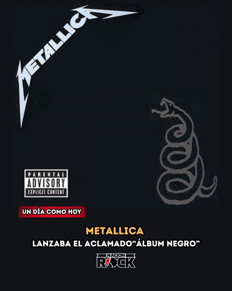 Nacion_Rock's tweet photo. ⚡Un día como hoy en 1991, #Metallica nos entregó uno de esos discos que redefinieron su estilo y género. Un salto arriesgado en pos de su propia evolución. El disco que cambió el curso de su historia: el aclamado Álbum Negro. 

Enter Sandman’ abrió la puerta a millones de nuevos fans, ‘Sad But True’ trajo el groove más lento y aplastante, ‘The Unforgiven’ mostró un lado más melódico y oscuro, mientras que ‘Nothing Else Matters’ se volvió un himno universal, incluso para quienes nunca habían escuchado metal. Y los solos de Hammett… puro fuego, precisión y melodía en su punto justo.

Clásicos del auto, la casa, los bares, carretes. Más de tres décadas después, el Black Album sigue sonando actual, poderoso y atemporal ⚡🤘