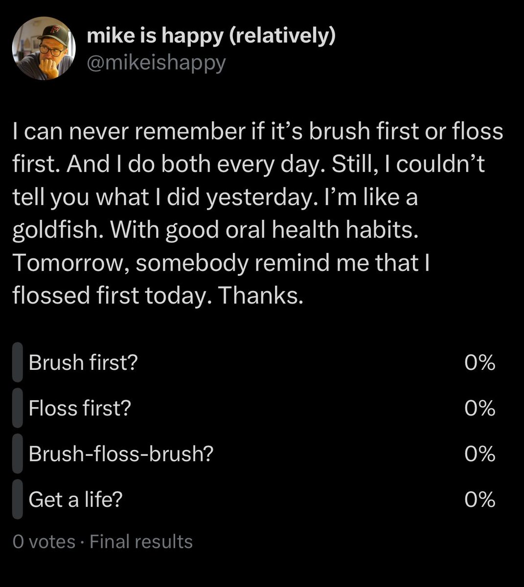 It’s humbling enough when no one sees or responds to your tweets, but showing my poll results? Now you’re just piling on.