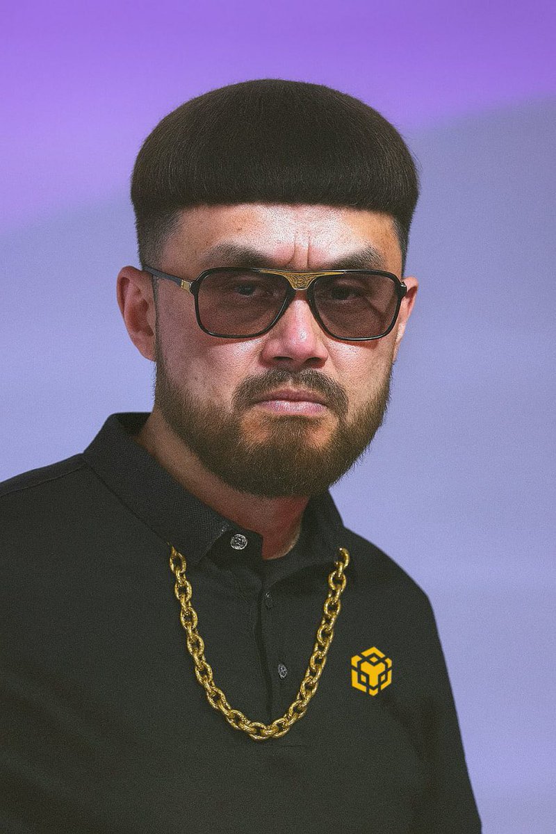 带着太阳镜和金链的币安CZ搞笑版