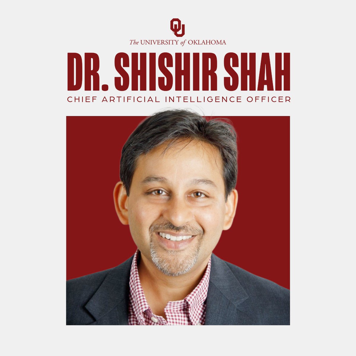 𝐎𝐔 𝐄𝐧𝐭𝐞𝐫𝐬 𝐍𝐞𝐱𝐭 𝐏𝐡𝐚𝐬𝐞 𝐨𝐟 𝐀𝐈 𝐈𝐧𝐧𝐨𝐯𝐚𝐭𝐢𝐨𝐧

The University of Oklahoma has named Dr. Shishir Shah as its first university-wide Chief Artificial Intelligence Officer, pending OU Regents’ approval.

🔗 link.ou.edu/4mhpE1g