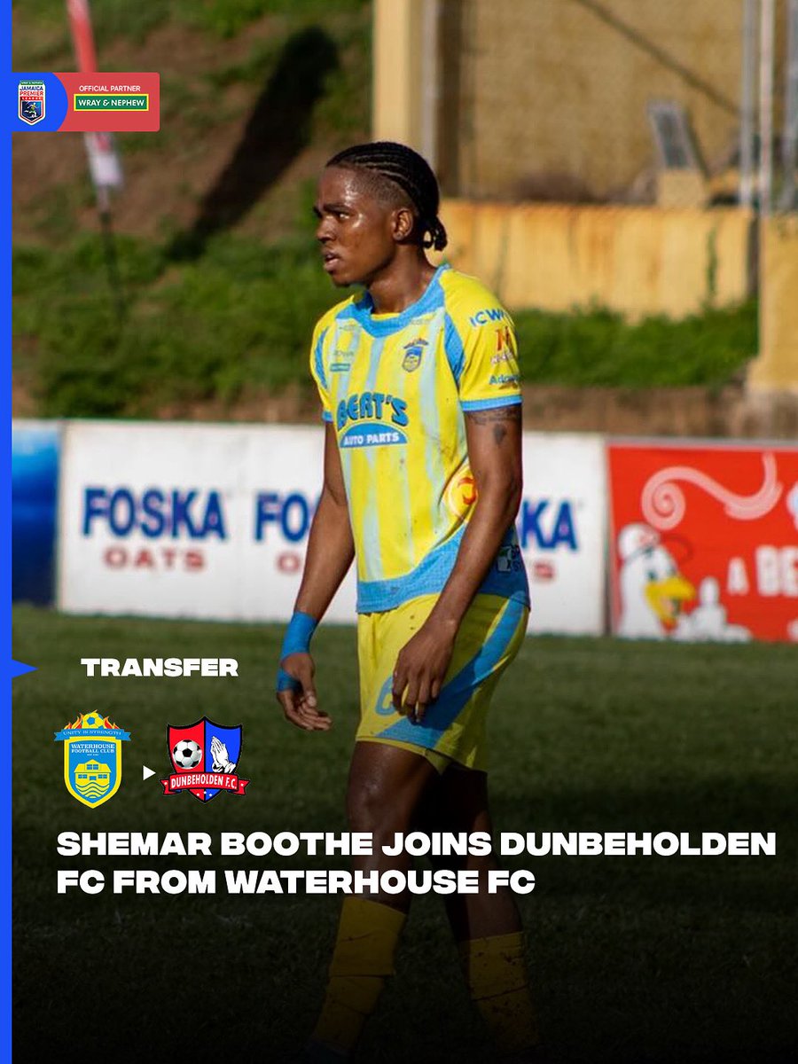 🔄 TRANSFER NEWS 🔄

Shemar Boothe makes the switch to Dunbeholden FC from Waterhouse FC — ready to bring energy, determination, and skill to his new club. 💪💙❤️⚽

#JPL #TransferNews #DunbeholdenFC #WaterhouseFC #NewChapter