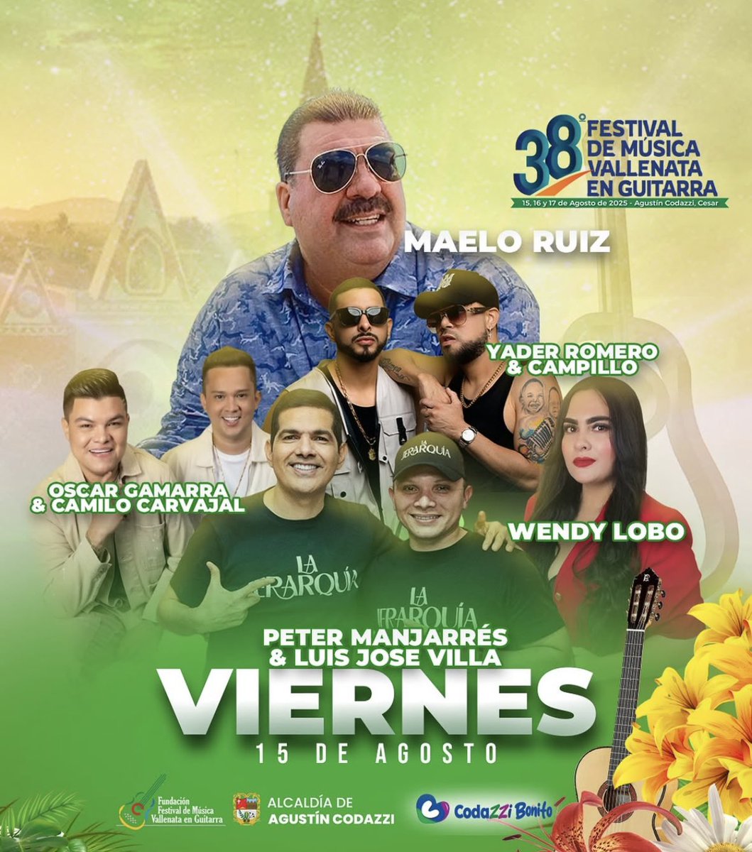 Intervallenato's tweet image. El municipio de #Codazzi – Cesar, tiene todo listo para realizar el #Festival de Música Vallenata en #Guitarra los días 15, 16 y 17 de agosto, totalmente gratis. intervallenato.com/inicio/codazzi…