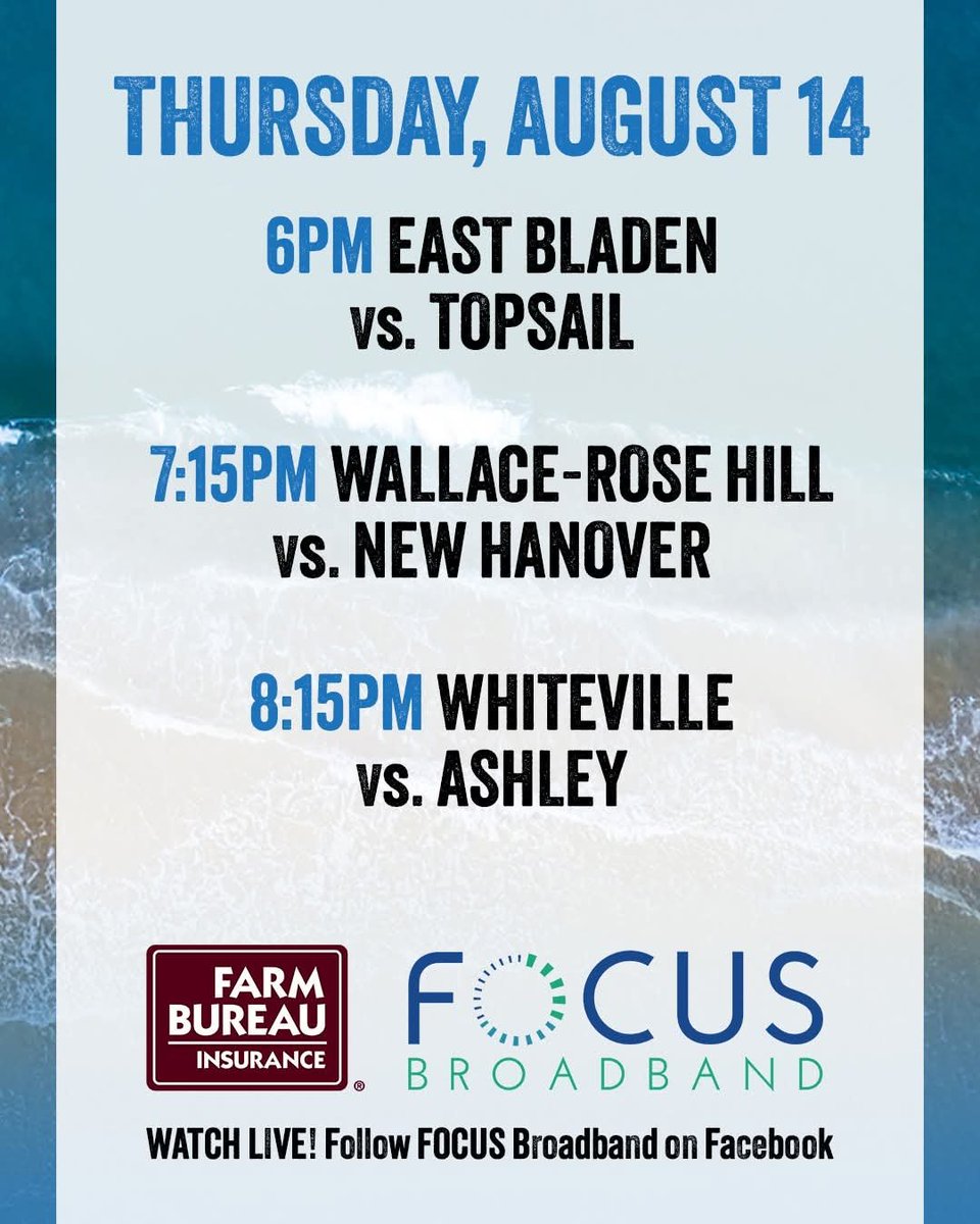 Ready to hit the field this Thursday at the Bash at the Beach Jamboree! 🏈 Playing against Topsail at 6 PM. Rocking #23 for East Bladen. Let’s get it! 💪🏾 #Football #EastBladen #BashAtTheBeach
<a href="/pepman704/">Matt Morrow</a> <a href="/HighSchoolOT/">HighSchoolOT</a> <a href="/PrepRedzone/">Prep Redzone 🏈</a> <a href="/PrepRedzoneNC/">Prep Redzone North Carolina</a>