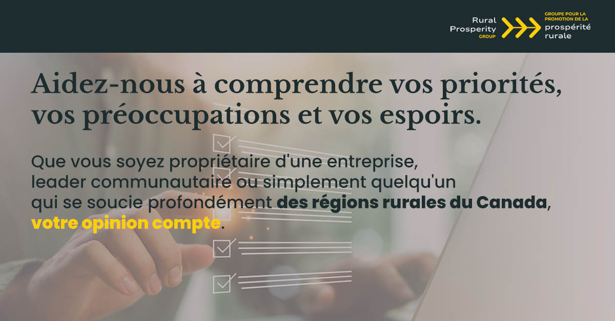 Compass Rose (@compassrosegr) on Twitter photo Votre opinion peut contribuer à façonner l'avenir du Canada rural.
Le <a href="/RPG_GPPPR/">Rural Prosperity - Prospérité rurale</a> invite les Canadiens d'un océan à l'autre à partager leurs priorités, leurs préoccupations et leurs espoirs pour les communautés rurales, ainsi que les politiques nécessaires à leur prospérité. Que Votre opinion peut contribuer à façonner l'avenir du Canada rural.
Le <a href="/RPG_GPPPR/">Rural Prosperity - Prospérité rurale</a> invite les Canadiens d'un océan à l'autre à partager leurs priorités, leurs préoccupations et leurs espoirs pour les communautés rurales, ainsi que les politiques nécessaires à leur prospérité. Que