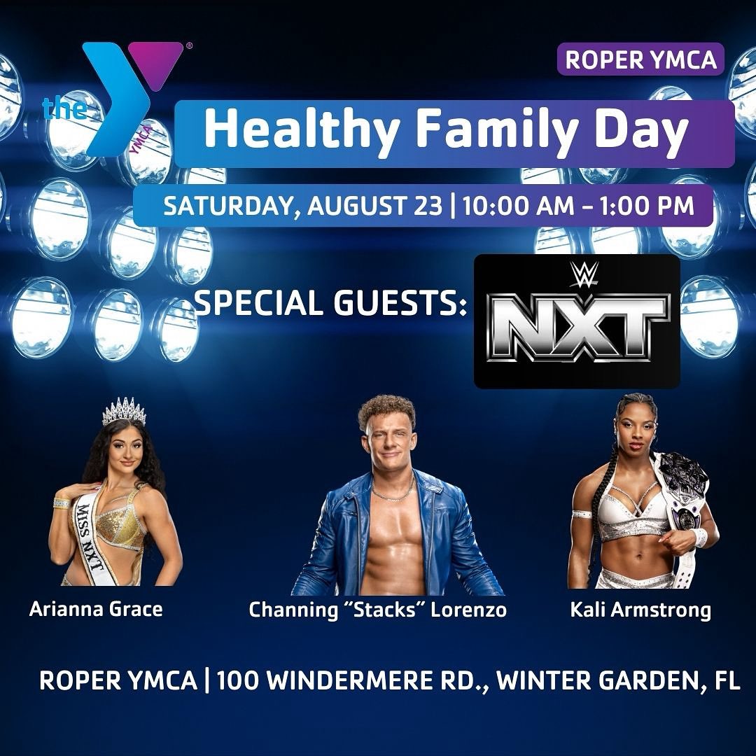 Scott Fishman (@smfishman) on Twitter photo Orlando friends! I’m excited to welcome #WWENXT’s <a href="/AriannaGraceWWE/">Arianna Grace</a>, <a href="/Stacks_WWE/">STACKS 💵</a> and <a href="/Kali_wwe/">Kali Armstrong</a> to the YMCA here in Central Florida for Healthy Family Day. This is part of a free community event. Who will I see?
For more information: ymcacf.org/community/y-ev… #WWE Orlando friends! I’m excited to welcome #WWENXT’s <a href="/AriannaGraceWWE/">Arianna Grace</a>, <a href="/Stacks_WWE/">STACKS 💵</a> and <a href="/Kali_wwe/">Kali Armstrong</a> to the YMCA here in Central Florida for Healthy Family Day. This is part of a free community event. Who will I see?
For more information: ymcacf.org/community/y-ev… #WWE