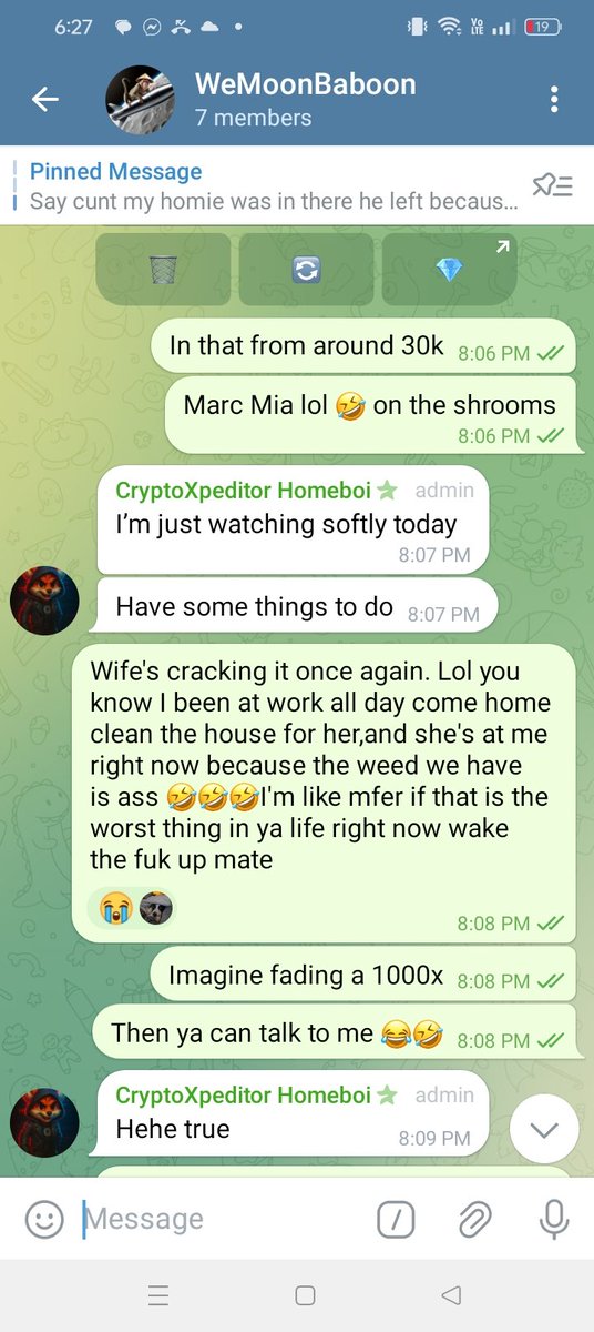 Hahahaha how's your private tgs 😂😂😂😂😆mine are pure f#king gold hahahah 🤣😂😂 these g's to real no fakers around us one day will hit that shiiiiii 👊👊👊👊👊🎯🎯🎯👌