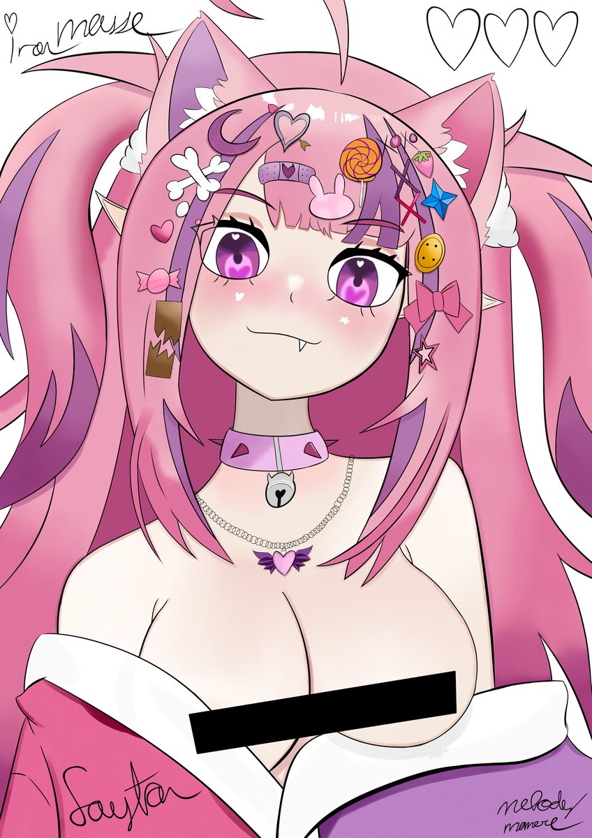 MelodyOneeChan's tweet photo. #ironmouseart 1 and 1/2 months into learning to draw, spent a week on this piece. Let's go Ironmouse!! :3 :3 :3 

censored just in case https://t.co/2TMvFYs6tY