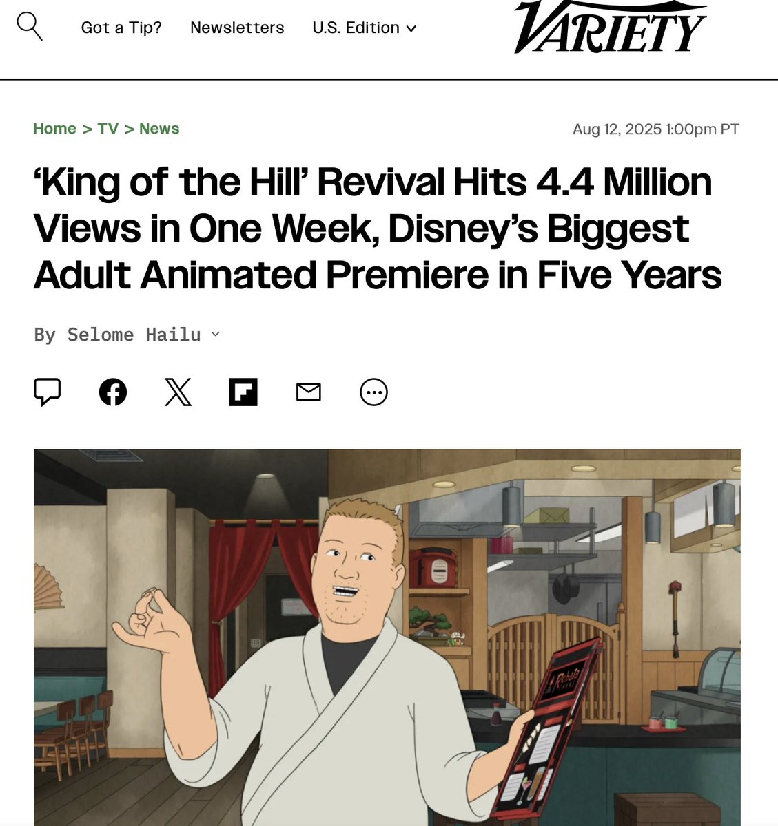 I'm six episodes into the smart and very funny new season of #KingOfTheHill. Hope the viewership continues to climb (all 10 episodes are already out).